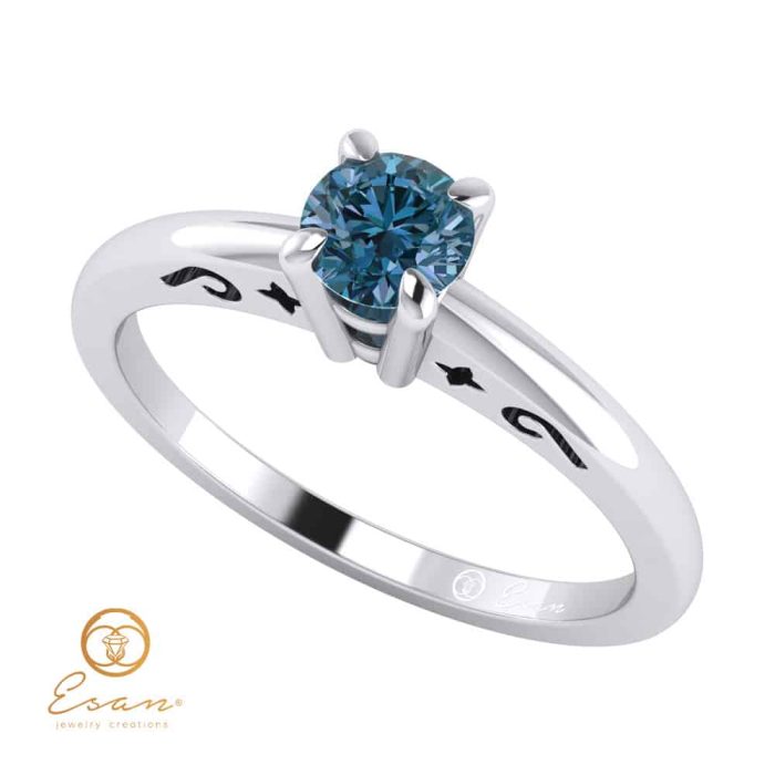 Inel de logodna din aur cu diamant albastru ES43