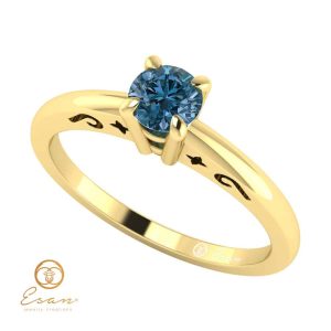 Inel de logodna din aur cu diamant albastru ES43