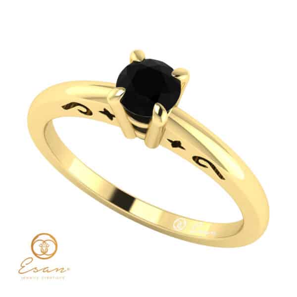 Inel de logodna din aur cu diamant negru ES43