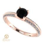 Inel de logodna din aur cu diamant negru si diamante incolore ES110
