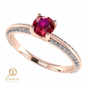 Inel de logodna din aur cu rubin si diamante ES110