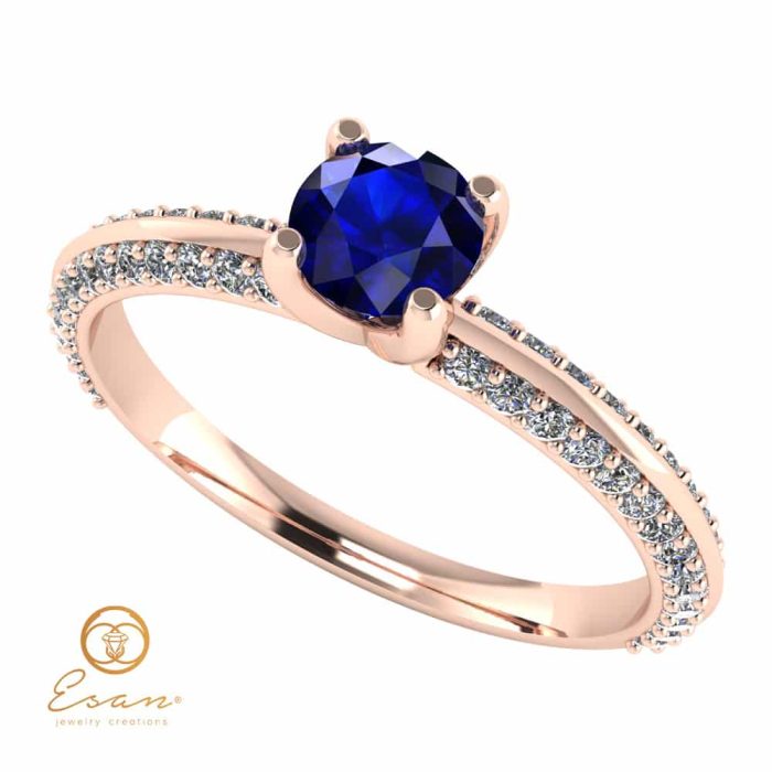 Inel de logodna din aur cu safir si diamante ES110