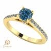 Inel de logodna din aur cu diamant albastru si diamante incolore ES89