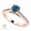 Inel de logodna din aur cu diamant albastru si diamante incolore ES89