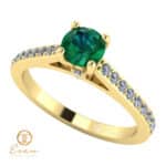 Inel de logodna din aur cu smarald si diamante ES89