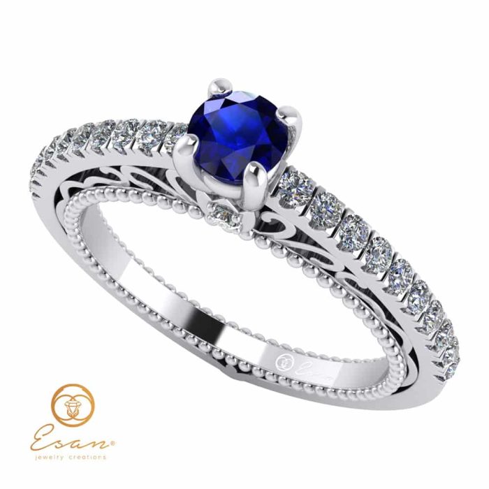 Inel de logodna din aur cu safir si diamante ES90