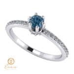 Inel de logodna din aur cu diamant albastru si diamante incolore ES91