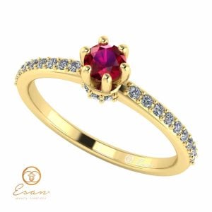 Inel de logodna din aur cu rubin si diamante ES91