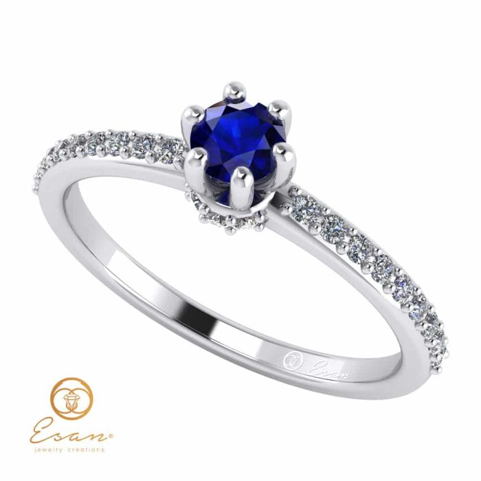 Inel de logodna din aur cu safir si diamante ES91
