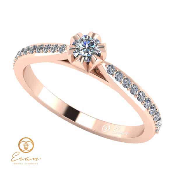 Inel de logodna din aur cu diamante incolore ES92