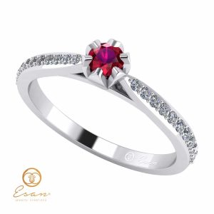 Inel de logodna din aur cu rubin si diamante ES92