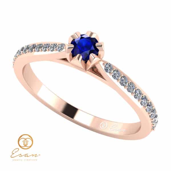 Inel de logodna din aur cu safir si diamante ES92