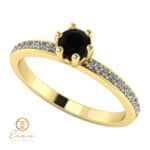 Inel de logodna din aur cu diamant negru si diamante incolore ES93