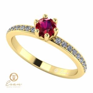 Inel de logodna din aur cu rubin si diamante ES93