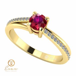 Inel de logodna din aur cu rubin si diamante ES94