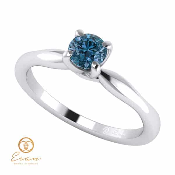 Inel de logodna din aur cu diamant albastru ES48