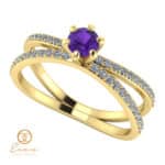Inel de logodna din aur cu ametist si diamante ES96