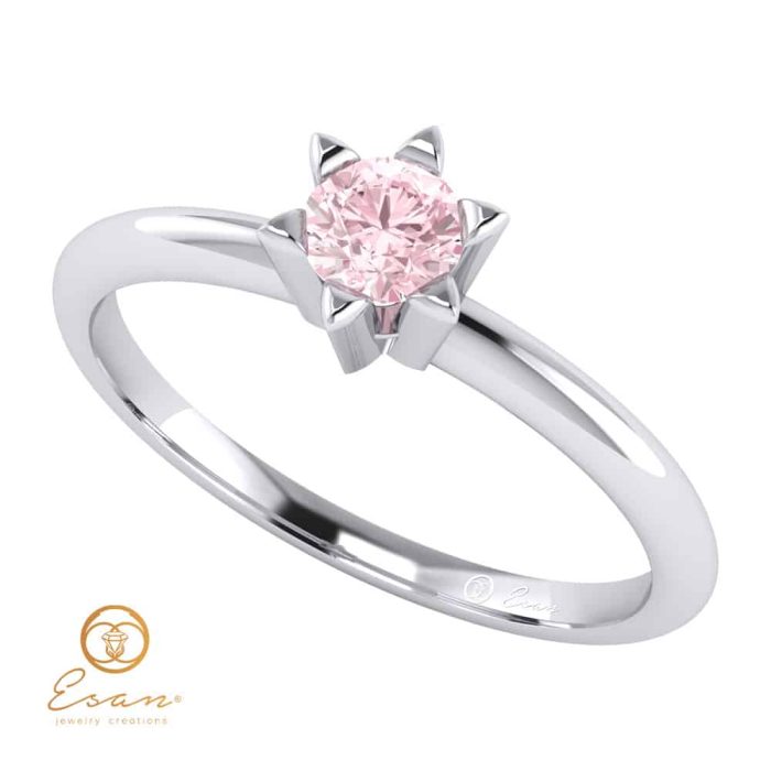 Inel de logodna din aur cu diamant roz solitaire ES51