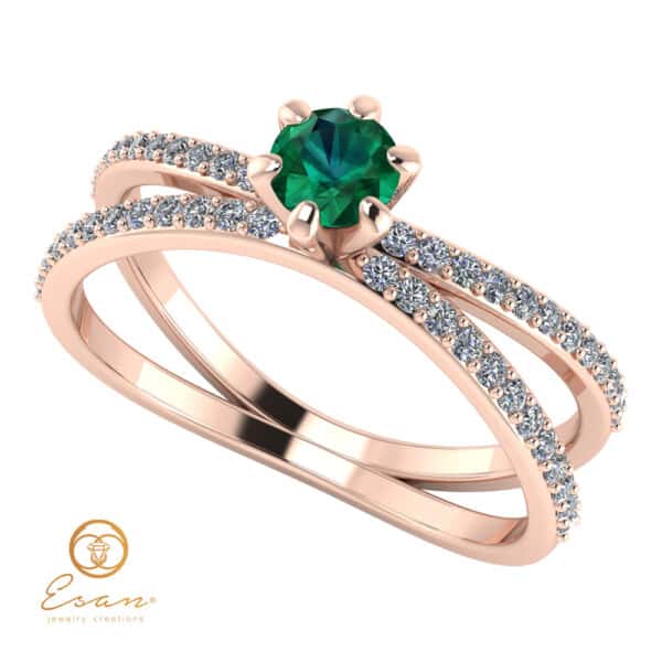 Inel de logodna din aur cu smarald si diamante ES96