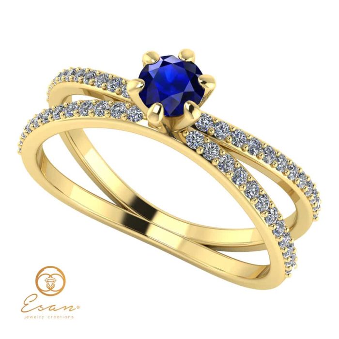 Inel de logodna din aur cu safir si diamante ES96