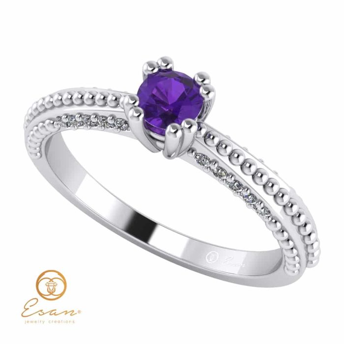 Inel de logodna din aur cu ametist si diamante ES98