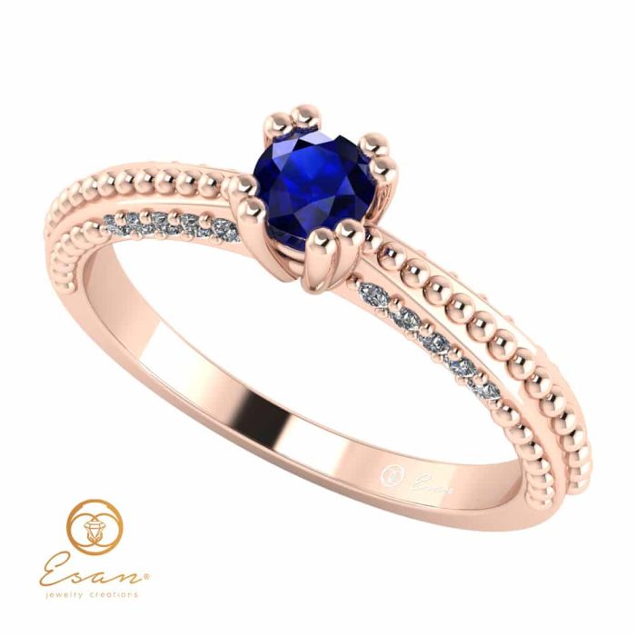 Inel de logodna din aur cu safir si diamante ES98