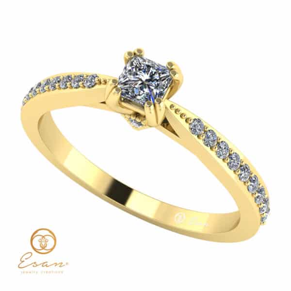 Inel de logodna din aur cu diamante incolore ES99