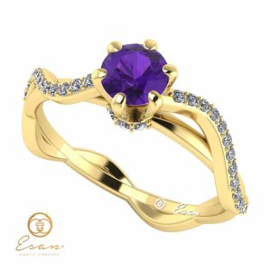 Inel de logodna din aur cu ametist si diamante ES86