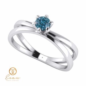 Inel de logodna din aur cu diamant albastru ES52