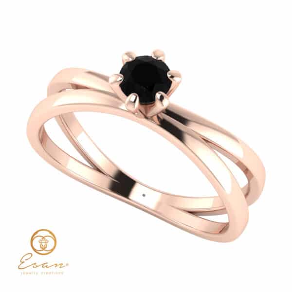 Inel de logodna din aur cu diamant negru ES52