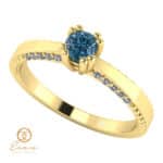 Inel de logodna din aur cu diamant albastru si diamante incolore ES100