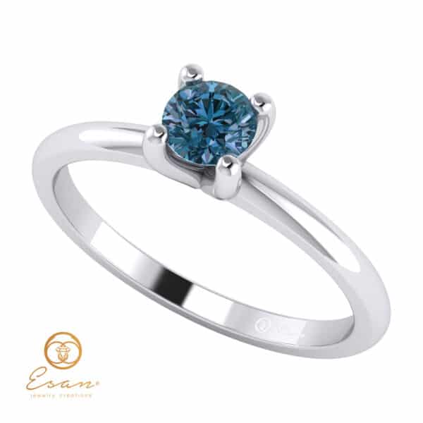 Inel de logodna din aur cu diamant albastru ES57