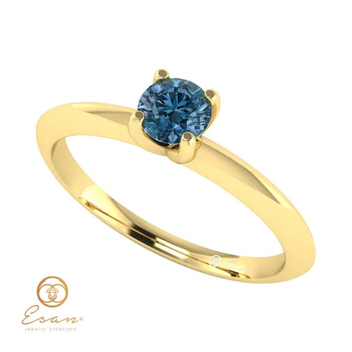 Inel de logodna din aur cu diamant albastru ES56