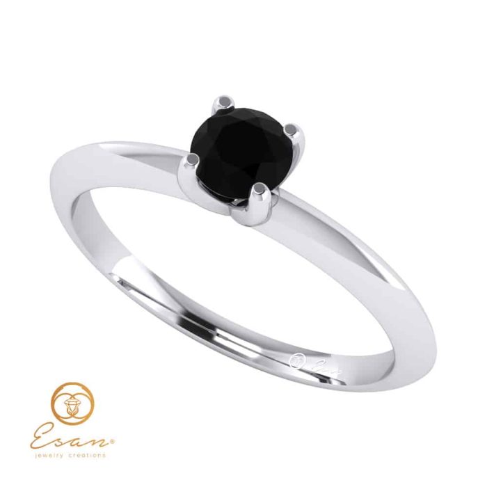 Inel de logodna din aur cu diamant negru ES56