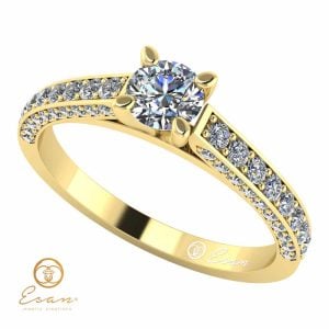 Inel de logodna din aur cu diamant si diamante incolore ESD87