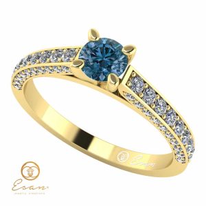 Inel de logodna din aur cu diamant albastru si diamante ESDB87