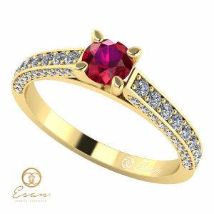 Inel de logodna din aur cu rubin si diamante ES87