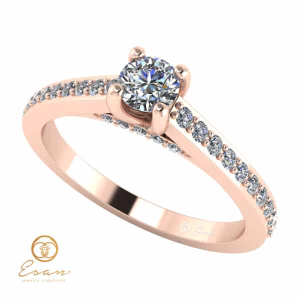 Inel de logodna din aur cu diamante incolore ES112