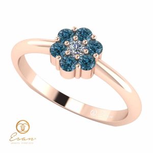 Inel de logodna din aur cu diamant incolor si albastre ES70