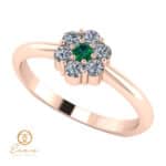 Inel de logodna din aur cu smarald diamante ES70