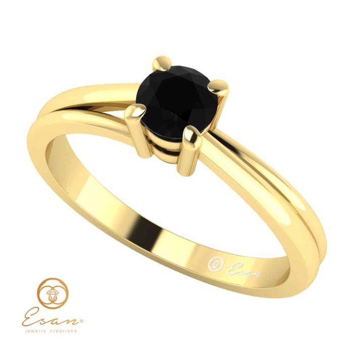 Inel de logodna din aur cu diamant negru ES50