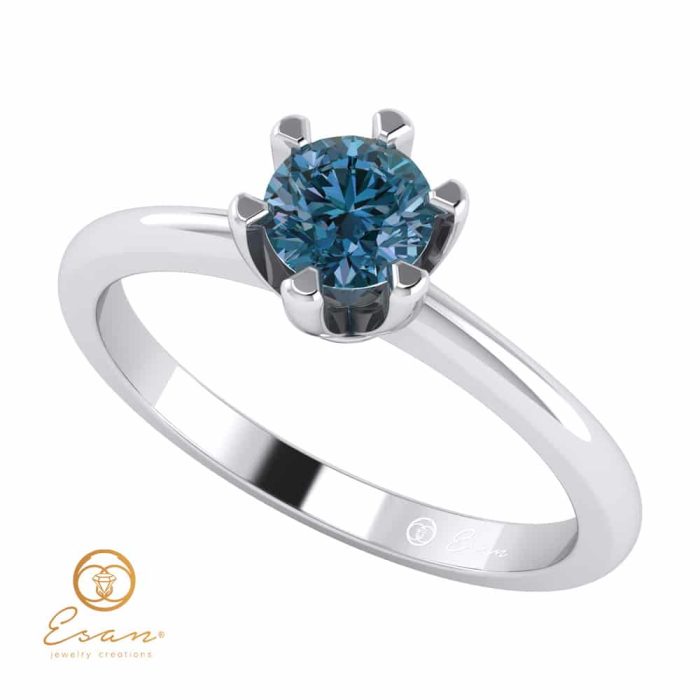 Inel de logodna din aur cu diamant albastru ES49