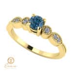 Inel de logodna din aur cu diamant albastru si diamante incolore ES111