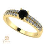 Inel de logodna din aur cu diamant negru si diamante incolore ES114