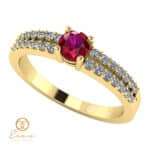 Inel de logodna din aur cu rubin si diamante ES114