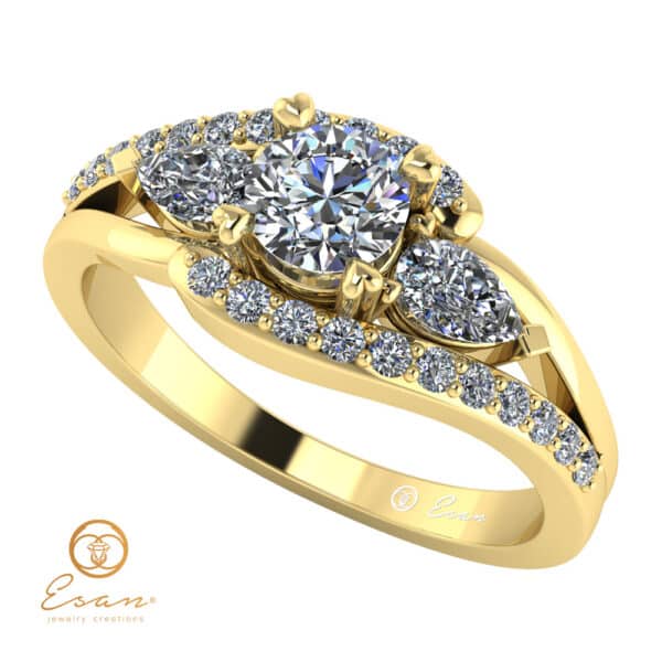 Inel de logodna din aur cu diamante incolore ES101