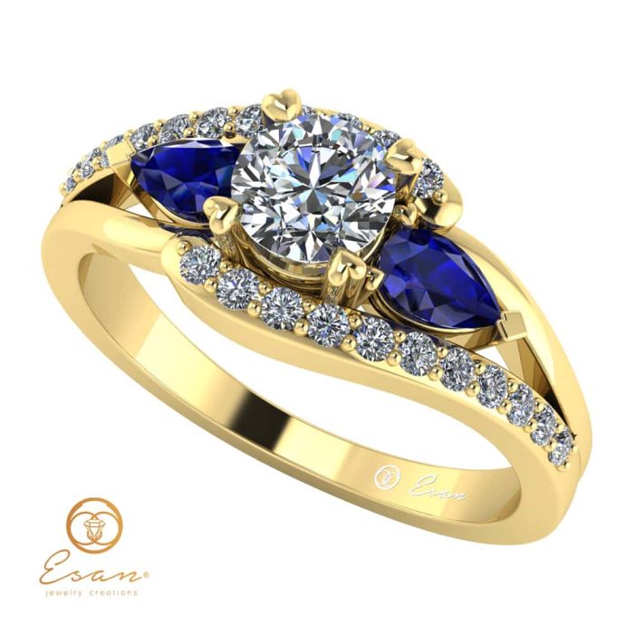 Inel de logodna din aur cu diamant si safire ES101