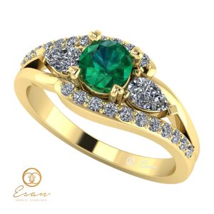 Inel de logodna din aur cu smarald si diamante ES101