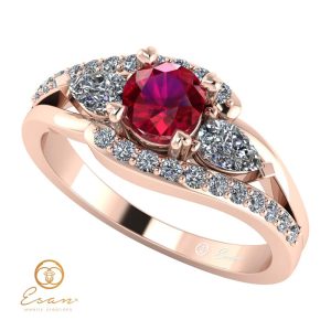 Inel de logodna din aur cu rubin si diamante ES101