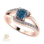Inel de logodna din aur cu diamant albastru si diamante incolore ES102